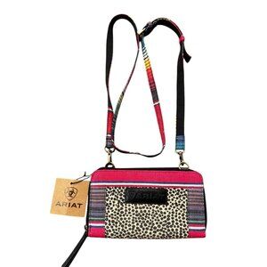 Ariat Serape Leopard Print Crossbody Wallet Purse Bag Western Boho Cowgirl NWT
